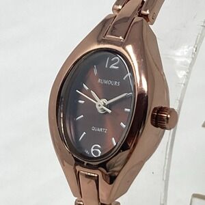 Rumours Womens Watch 19mm Brown Metallic Oval w/Extender Autumn New Battery 7.5"